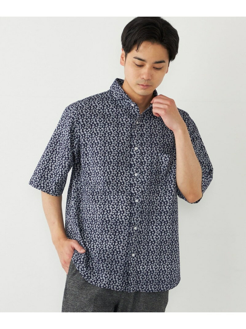 Rakuten - 【SALE／30%OFF】SHIPS Colors:＜洗濯機可能＞リップル プリント ワイドカラー ショートスリーブ シャツ SHIPS Colors シップス トップス シャツ・ブラウス ホワイト ネイビー ベージュ【RBA_E】【送料無料】[Rakuten Fashion]