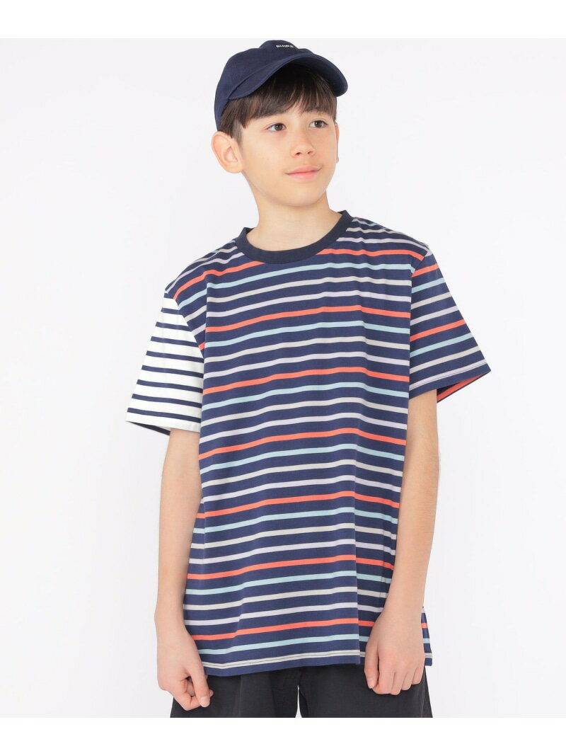 SHIPS KIDS:140~160cm / オーガニック コットン ボーダー TEE SHIPS KIDS シップス トップス カットソー・Tシャツ ネイビー ホワイト