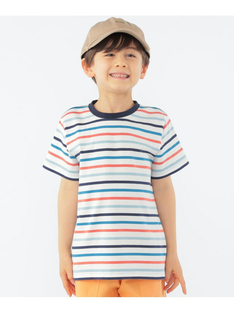 SHIPS KIDS:100~130cm / オーガニック コットン ボーダー TEE SHIPS KIDS シップス トップス カットソー・Tシャツ ホワイト ネイビー