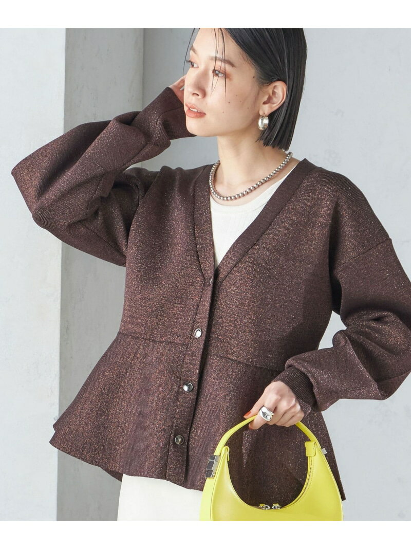 【SALE／40%OFF】* ＜手洗い可能＞ラメ ペプラム バナナ スリーブ カーディガン 24SS ◇ SHIPS WOMEN シップス トップス カーディガン ブラウン ホワイト シルバー【RBA_E】【送料無料】[Rakuten Fashion]のサムネイル