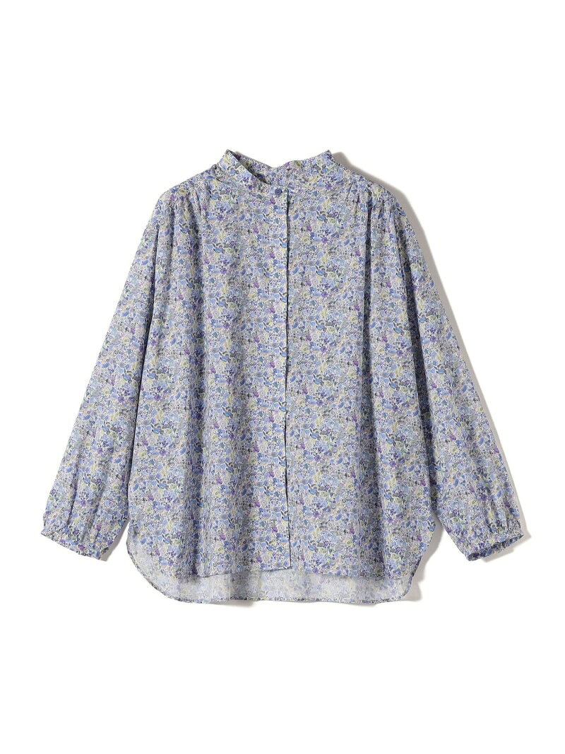 乐天商城 - SHIPS Primary Navy Label:＜手洗い可能＞LIBERTY ギャザー ブラウス SHIPS WOMEN シップス トップス シャツ・ブラウス ブルー ネイビー【送料無料】[Rakuten Fashion]