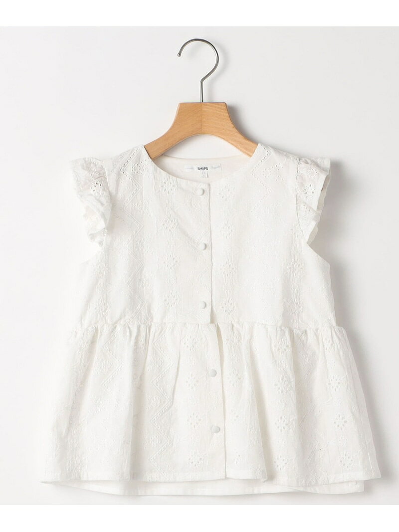 Rakuten - SHIPS KIDS:140~150cm / レース エンブロイダリー ペプラム ブラウス SHIPS KIDS シップス トップス シャツ・ブラウス ホワイト【送料無料】[Rakuten Fashion]