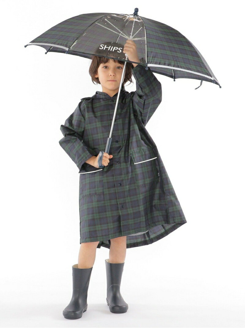 SHIPS KIDS:＜一面透明仕様＞長傘 SHIPS KIDS シップス ファッション雑貨 傘 長傘 グリーン ネイビー Rakuten Fashion