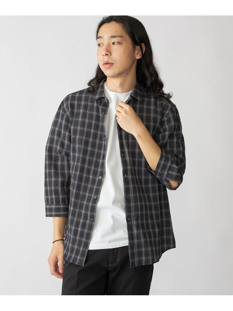 乐天商城 - 【SALE／60%OFF】SHIPS: エアー サッカー レギュラーカラー 7スリーブ シャツ SHIPS MEN シップス トップス シャツ・ブラウス ホワイト ネイビー ブルー ブラウン【RBA_E】【送料無料】[Rakuten Fashion]