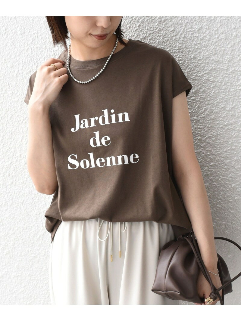 《予約》SHIPS Colors:＜接触冷感・UVカット＞フレンチスリーブ SOLENNE ロゴT◆ SHIPS Colors シップス トップス カットソー・Tシャツ ベージュ ホワイト ブラウン*