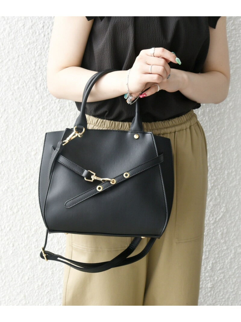 SHIPS any: ベルト デザイン 2WAY スクエア バッグ SHIPS any シップス バッグ ハンドバッグ ブラック レッド グリーン【送料無料】[Rakuten Fashion]