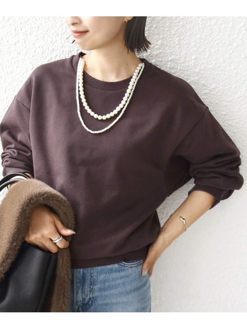 【WEB限定】＜手洗い可能＞パール調 ネックレス チャーム 付 ドルマン スウェット SHIPS WOMEN シップ..