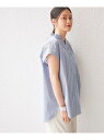 【SALE／40%OFF】＜洗濯機可能＞2WAY フリル ネック ショート スリーブ ブラウス SHIPS WOMEN シップス トップス シャツ・ブラウス ブルー ブラック【RBA_E】【送料無料】[Rakuten Fashion]