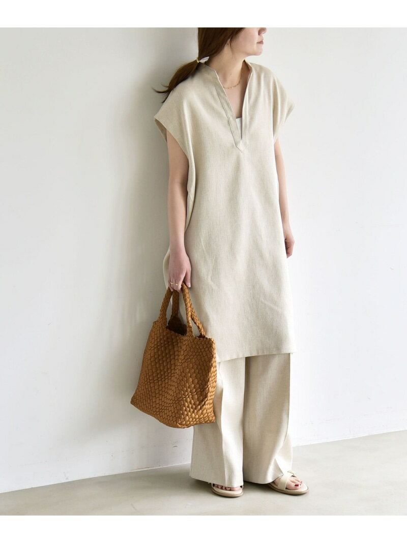 乐天商城 - quaranciel:＜洗濯機可能＞スキッパー ワンピース&イージー ワイドパンツ セットアップ quaranciel シップス ワンピース・ドレス ワンピース ブラウン ベージュ【送料無料】[Rakuten Fashion]