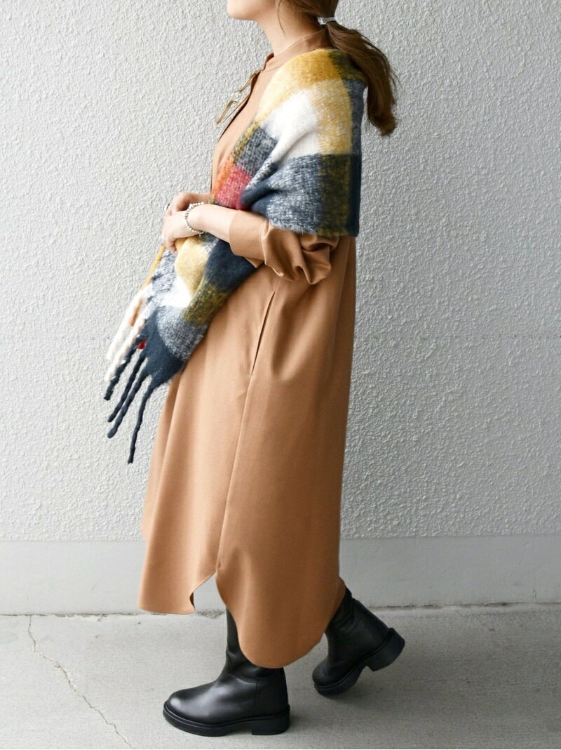 【SALE／30%OFF】SHIPS any: ウールミックス ソフト パフ シャツワンピース SHIPS any シップス ワンピース・ドレス シャツワンピース ブラウン ホワイト ネイビー【RBA_E】【送料無料】[Rakuten Fashion]