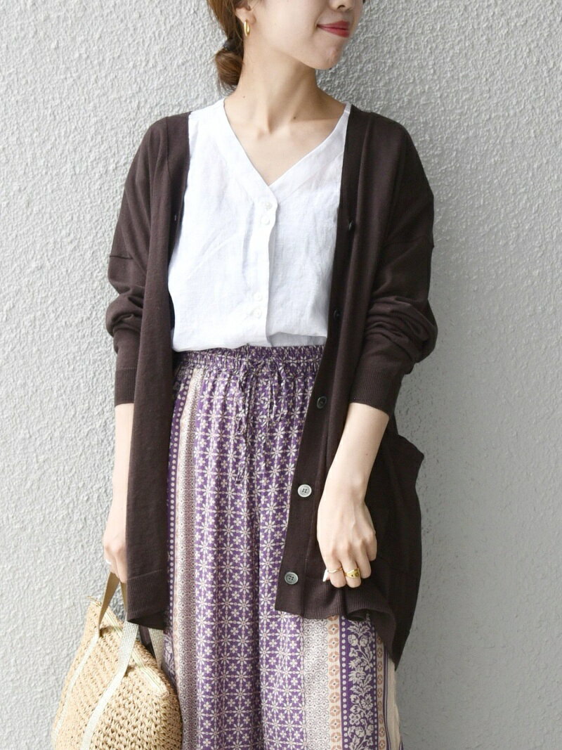 【SALE／60%OFF】SHIPS any: リネン ミックス Vネック カーディガン＜抗菌防臭＞ SHIPS any シップス トップス カーディガン ブラウン ネイビー ピンク【RBA_E】[Rakuten Fashion]