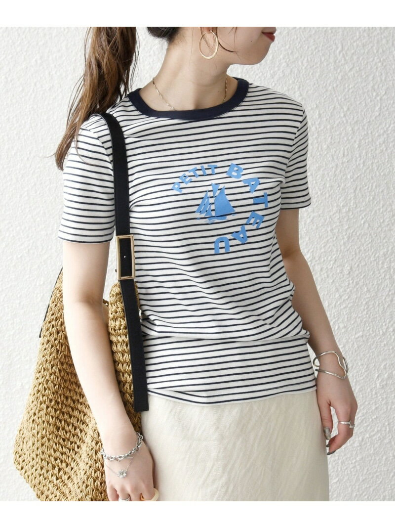 Rakuten - 【SHIPS any別注】PETIT BATEAU: ロゴ プリント コンパクト ボーダー TEE 26SS SHIPS any シップス トップス カットソー・Tシャツ ネイビー【送料無料】[Rakuten Fashion]