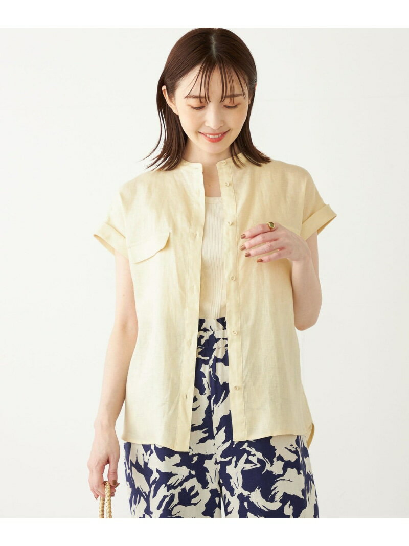SHIPS Colors:＜洗濯機可能＞リネン Wフラップ ポケット シャツ SHIPS Colors シップス トップス シャツ・ブラウス イエロー カーキグリーン ホワイト ブラック【送料無料】[Rakuten Fashion]