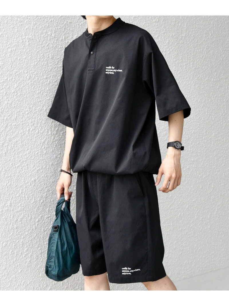 樂天商城 - 【WEB限定】SHIPS any:＜吸水速乾/UVカット＞ドライタッチ ヘンリーネック Tシャツ+イージーショーツ+パッカブルバッグ 3点セット◇ SHIPS any シップス トップス カットソー・Tシャツ ネイビー ベージュ ブラック【送料無料】[Rakuten Fashion]