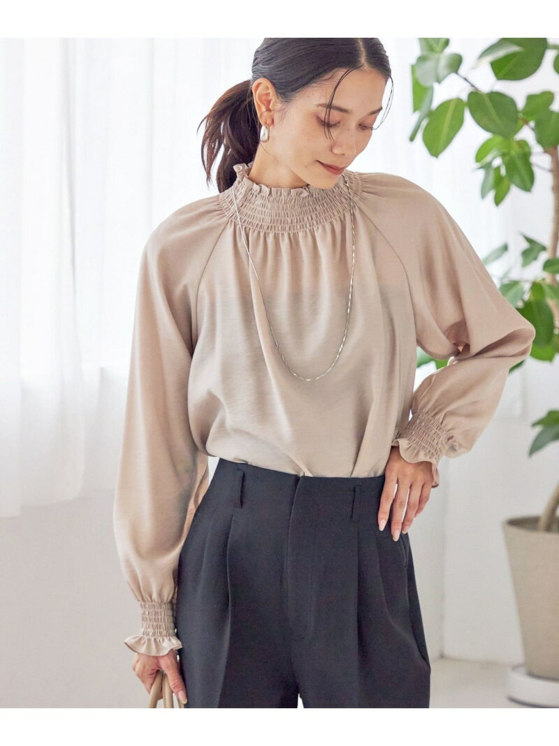 樂天商城 - ＜洗濯機可能＞シャーリング ネック 長袖 ブラウス SHIPS WOMEN シップス トップス シャツ・ブラウス ピンク ネイビー ベージュ ホワイト ブラック【送料無料】[Rakuten Fashion]