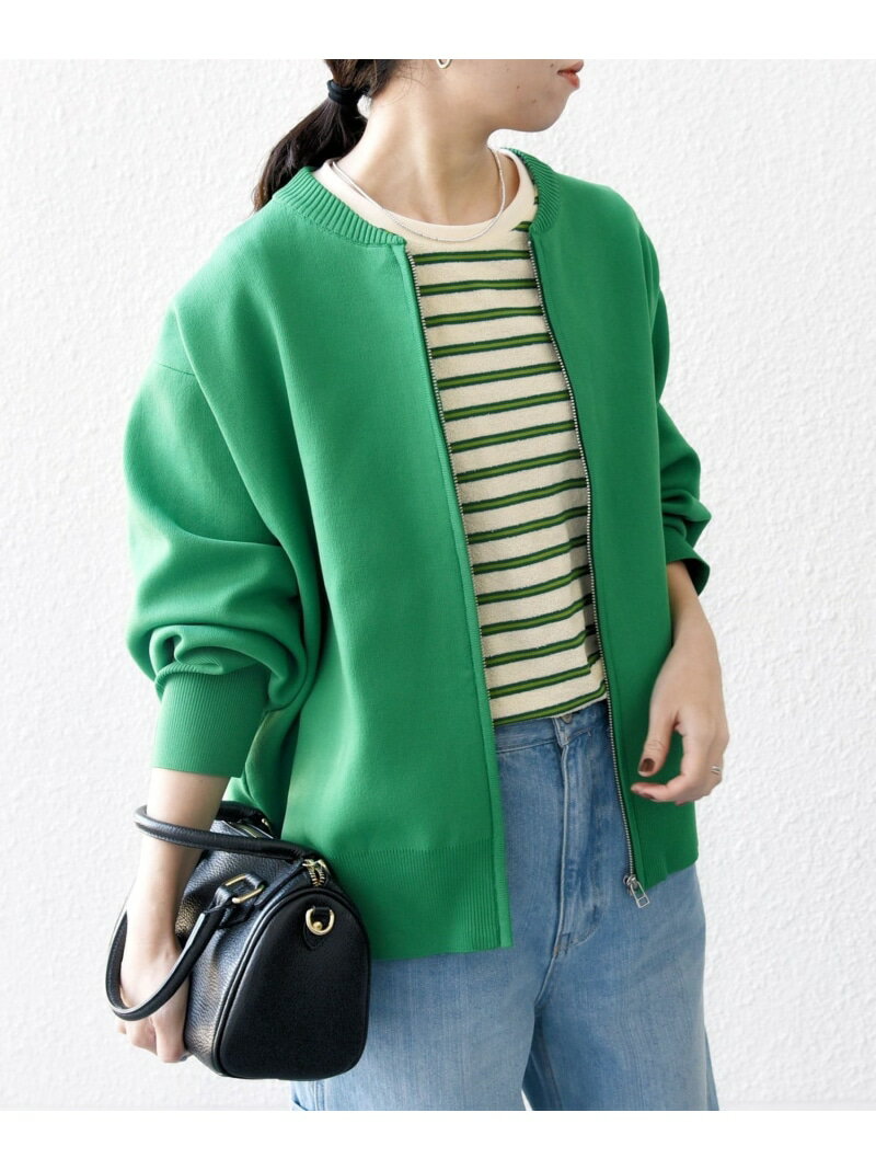 SHIPS any:＜洗濯機可能＞ジップアップ ニット ブルゾン カーディガン SHIPS any シップス トップス カーディガン レッド ホワイト ブラック【先行予約】*【送料無料】[Rakuten Fashion]のサムネイル