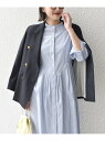 【SALE／20%OFF】* ＜手洗い可能＞ブロード ストライプ ブザム タック ワンピース ◇ SHIPS WOMEN シップス ワンピース・ドレス ワンピース ベージュ グレー ブルー ネイビー【RBA_E】【送料無料】[Rakuten Fashion] 3