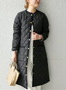 ＜一部追加予約＞【SHIPS any別注】Traditional Weatherwear: ARKLEY LONG ノーカラーロングキルティングコート 2 SHIPS any シップス コート/ジャケット ロングコート ブラック ベージュ【先行予約】*【送料無料】[Rakuten Fashion]