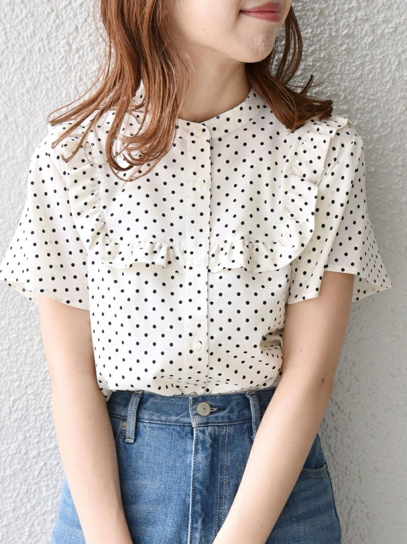 【SALE／30%OFF】SHIPS any:＜ウォッシャブル＞ヨーク フリル スタンドカラー フレンチスリーブ ブラウス SHIPS any シップス トップス シャツ・ブラウス ブラック ホワイト【RBA_E】【送料無料】[Rakuten Fashion]