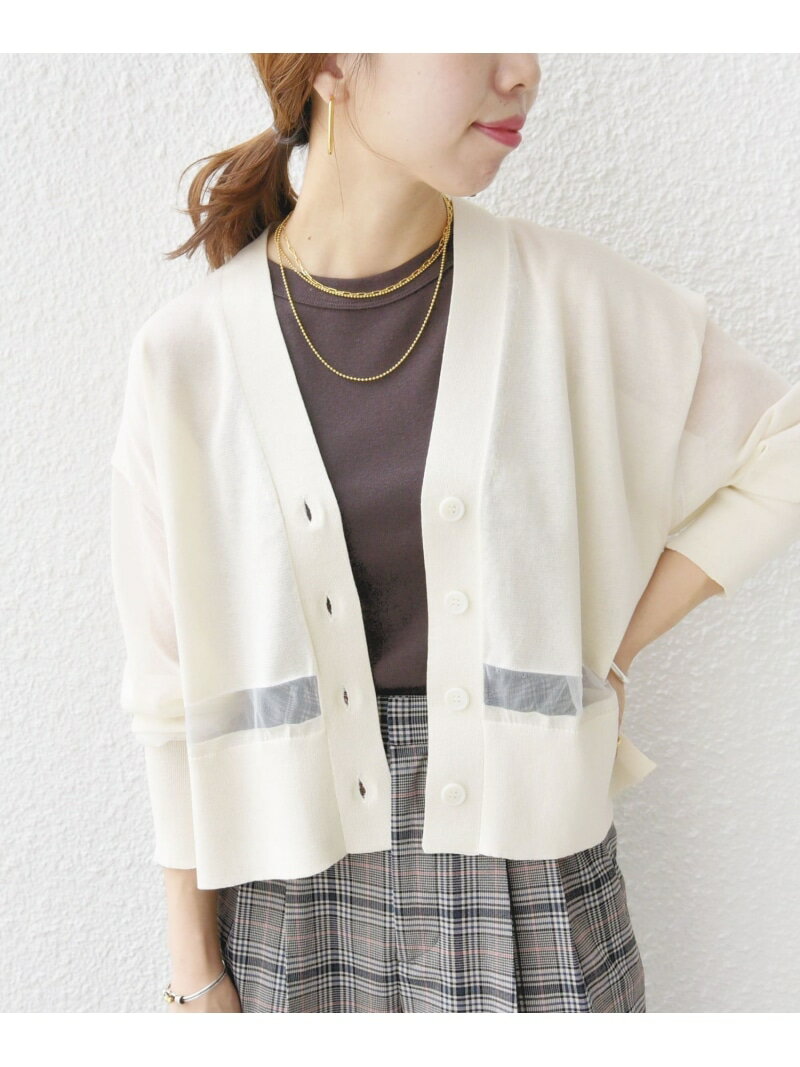 【SALE／45%OFF】＜手洗い可能＞シアー ライン Vネック カーディガン SHIPS WOMEN シップス トップス カーディガン ブラック ホワイト ブルー【RBA_E】【送料無料】[Rakuten Fashion]のサムネイル