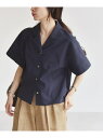《予約》quaranciel:<洗濯機可能>ミニサッカー オープンカラー シャツ quaranciel シップス トップス シャツ・ブラウス ネイビー ホワイト...