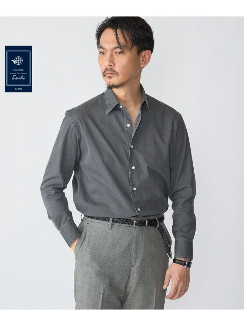 SHIPS:＜FUNCTION＞ウォッシュド グレー デニム シャツ SHIPS MEN シップス トップス シャツ・ブラウス グレー