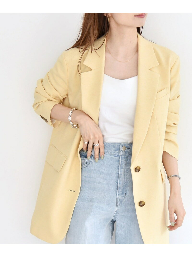 【SALE／40%OFF】quaranciel:＜手洗い可能＞クリスピー リネン オーバー テーラード ジャケット(セットアップ対応) quaranciel シップス ジャケット・アウター テーラードジャケット・ブレザー ネイビー イエロー【RBA_E】【送料無料】[Rakuten Fashion]
