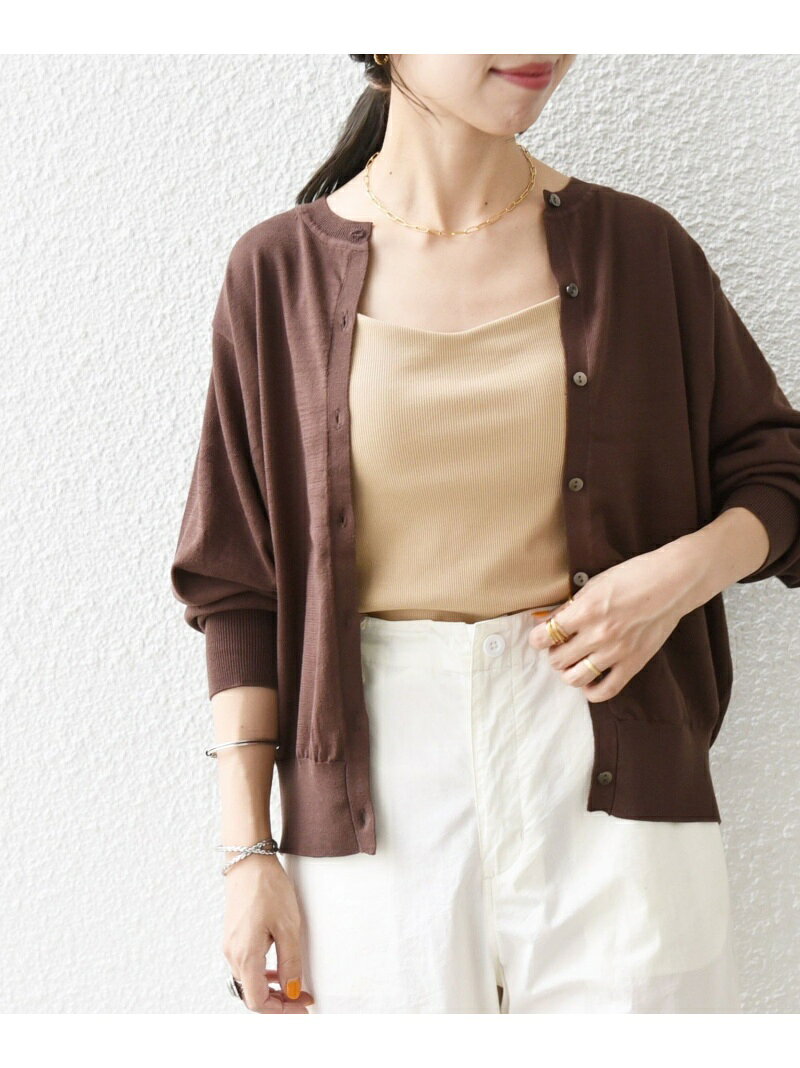 【SALE／50%OFF】SHIPS any: オーガニックコットン ショート クルー カーディガン SHIPS any シップス トップス カーディガン ネイビー ブラウン ホワイト ピンク ブラック ブルー オレンジ【RBA_E】【送料無料】[Rakuten Fashion]