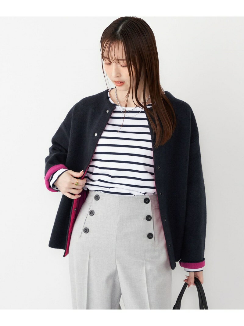 SHIPS Colors:＜手洗い可能＞チャイニーズラクーン ミックス 接結 カーディガン◇ SHIPS Colors シップス トップス カーディガン ベージュ グレー ネイビー【送料無料】[Rakuten Fashion]のサムネイル