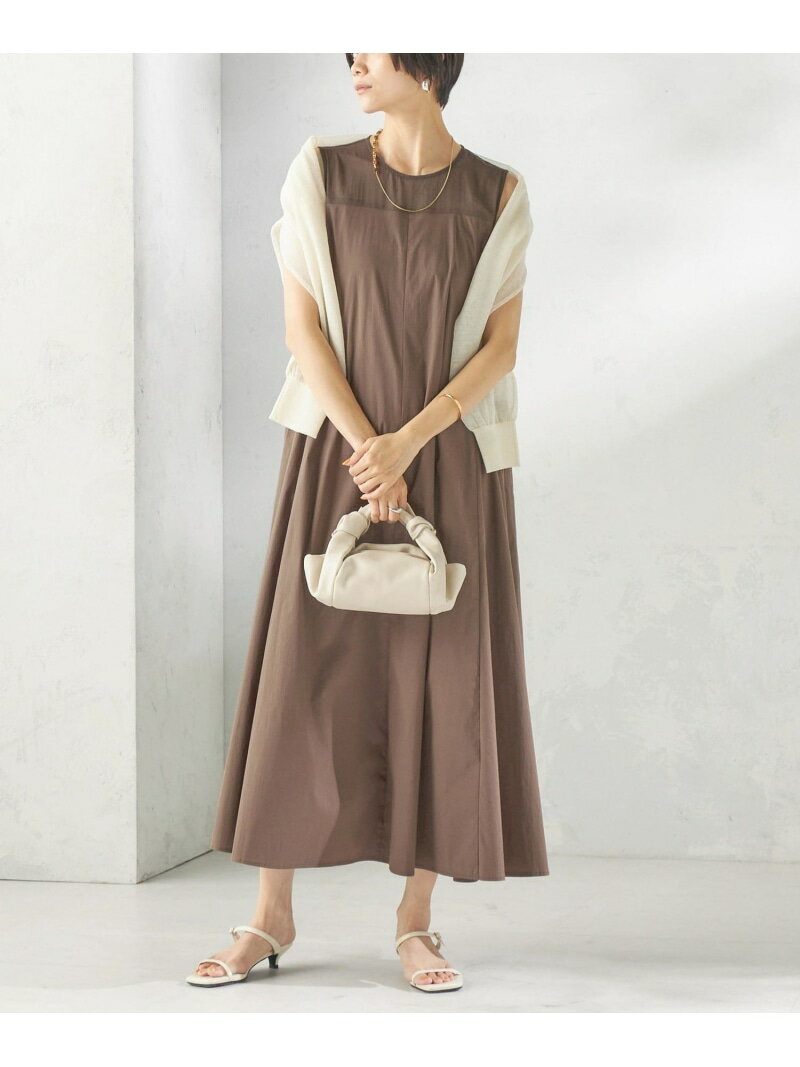 Rakuten - 《予約》＜手洗い可能＞シアー 切替 フレア ワンピース SHIPS WOMEN シップス ワンピース・ドレス ワンピース ベージュ ブラウン【先行予約】*【送料無料】[Rakuten Fashion]