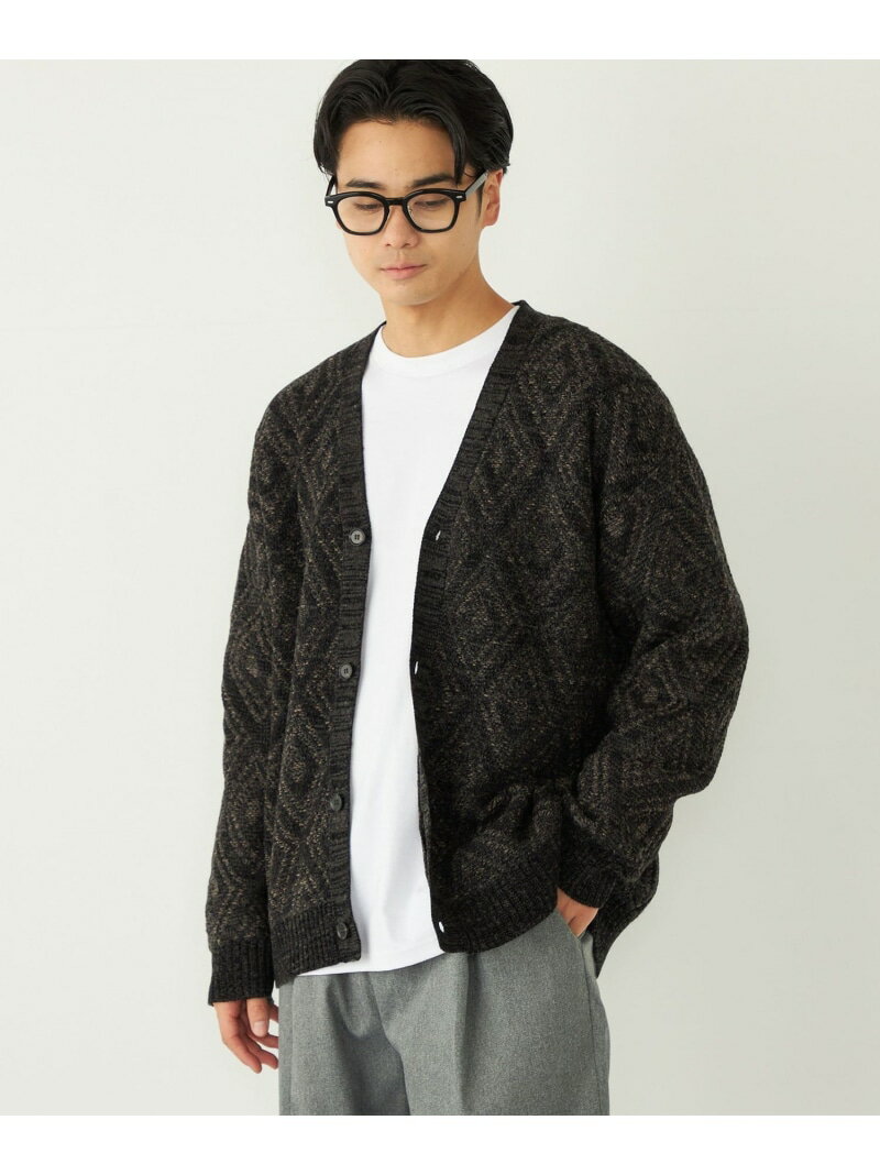 【SALE／30%OFF】SHIPS Colors:＜手洗い可能＞ジャカード モール カーディガン SHIPS Colors シップス トップス カーディガン ブラック ネイビー ベージュ【RBA_E】【送料無料】[Rakuten Fashion]