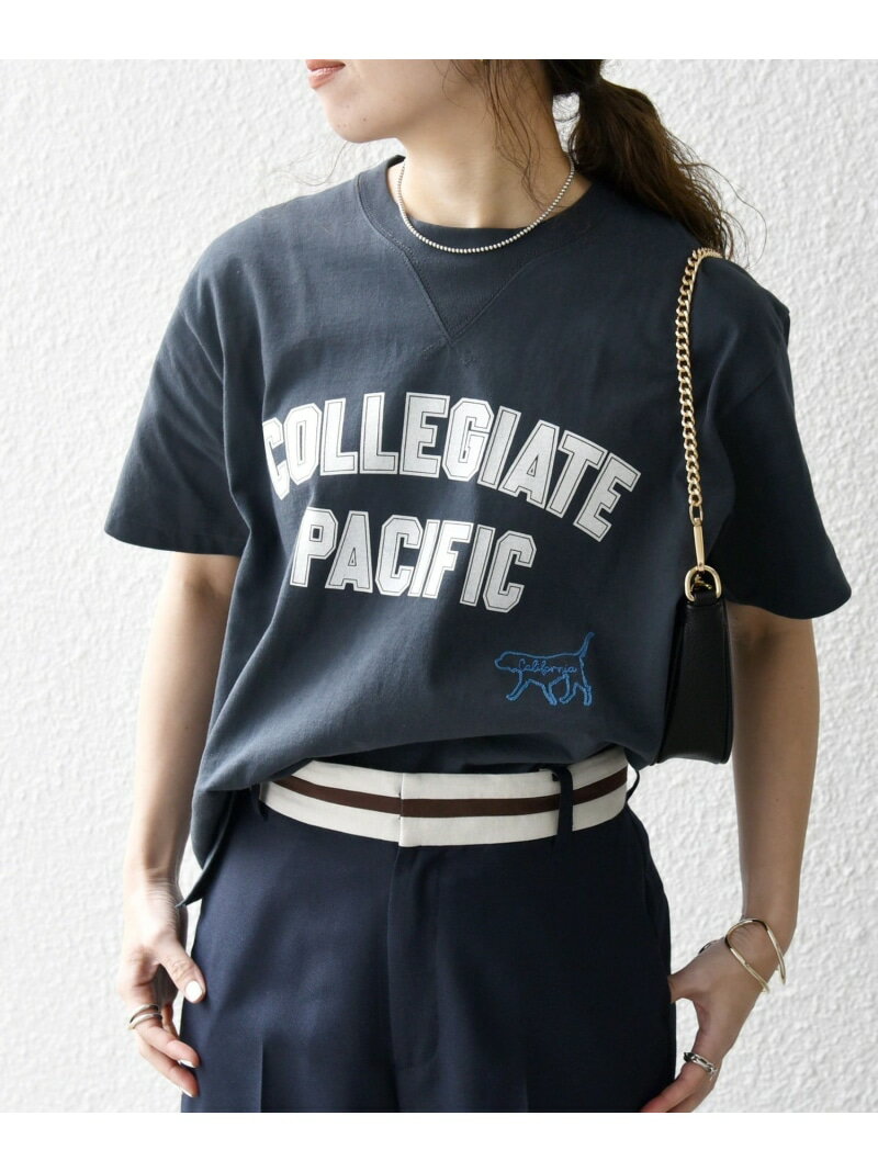《一部追加予約》【SHIPS any別注】Collegiate Pacific:＜洗濯機可能＞V ガゼット プリント Tシャツ 24SS SHIPS any シップス トップス カットソー・Tシャツ グレー ホワイト【先行予約】*【送料無料】[Rakuten Fashion]