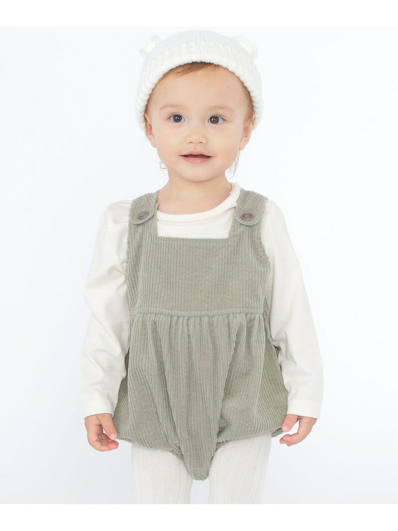【SALE／40%OFF】SHIPS KIDS:80~90cm / コーデュロイ オーバーオール ロンパース SHIPS KIDS シップス マタニティウェア・ベビー用品 ロンパース・カバーオール グリーン ホワイト【RBA_E】【送料無料】[Rakuten Fashion]