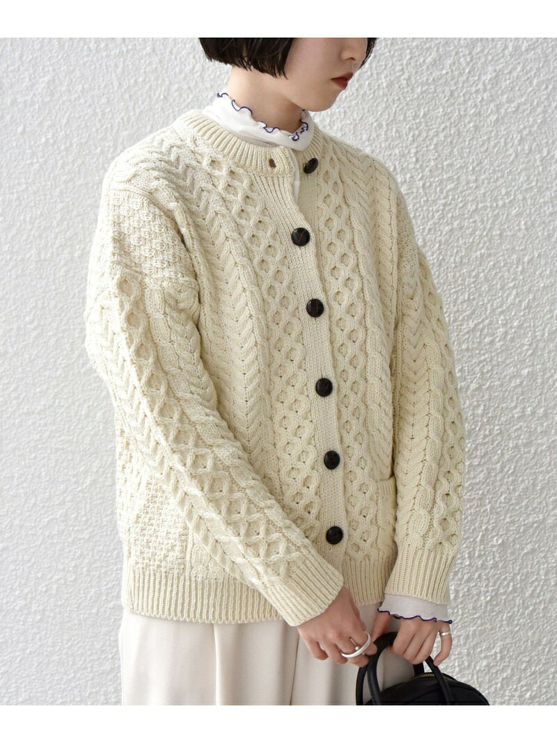 INVERALLAN: アラン ケーブル クラシカル ニット カーディガン SHIPS any シップス トップス カーディガン ホワイト【送料無料】[Rakuten Fashion]