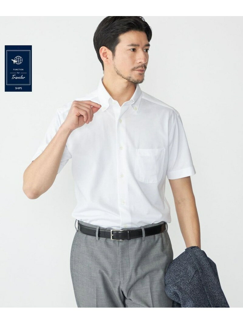 Rakuten - SHIPS: COOLMAX(R) ジャージー ショートスリーブ シャツ SHIPS MEN シップス トップス シャツ・ブラウス ネイビー ブルー ホワイト【送料無料】[Rakuten Fashion]