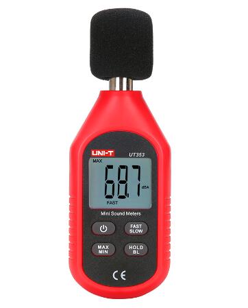 UNI-T  ミニタイプ騒音計 UT353 騒音レベル dB単位 低電力 連続20時間 軽量 騒音監視 工業用 環境音量測定 MAX / MINモード オートパワーオフ オーバー/アンダーレンジ表示 データホールド LCDバックライト