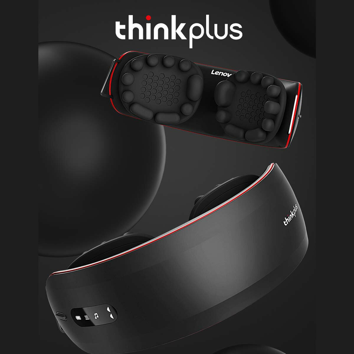★お買い得★Lenovo【メーカー保証】Thinkplus-E500（ブラック）｜目元ケアアイマスク eyeMask レノボ シンクプラス 疲れ目 マッサージ ツボ押し リラックス 血行 Bluetooth 出張 充電式 コードレス 就寝 快眠グッズ 残業 目元エステ ホットアイマスク マッサージ器