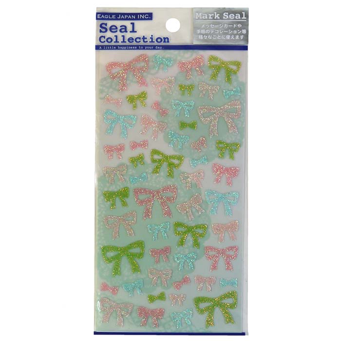 樂天商城 - MK グリッターシール リボン4【10枚入】デコレーション　景品　イベント　シール　メッセージカード　手紙　領収書