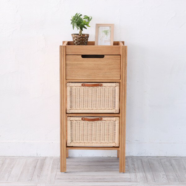 3段チェスト籐　チーク　ナチュラル　天然木　コンパクト　 おしゃれ 店舗 ショップ 備品 什器 アジア ..