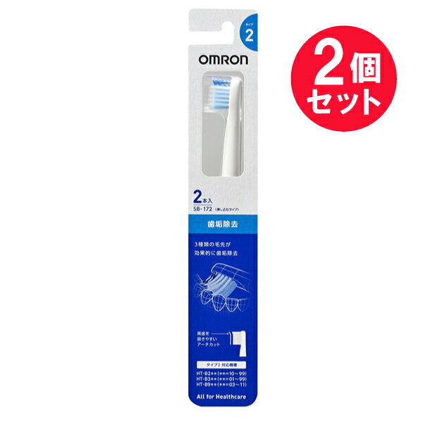 『2個セット』【メール便 送料無料】オムロン 電動歯ブラシ用替えブラシ 歯垢除去ブラシ 2本入（タイプ2） SB-172 オムロン ヘルスケア 電動歯ブラシ替え