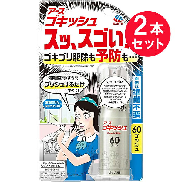 『2本セット』【送料無料】【防除用医薬部外品】アースゴキッシュ スッ、スゴい！ 60プッシュ アース製薬 殺虫剤