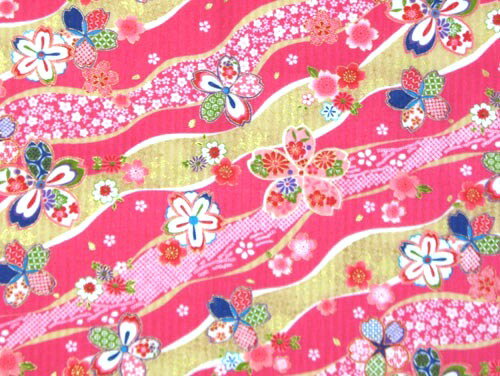 日本製　和風布物(綿チーフ)小風呂敷　和柄はんかち　サクラ　ハンカチ日本柄　桜花いかだ　ピンク色