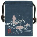 【日本製】 和風布物 縁起物づくし開運亭 角巾着 鯉の滝登り巾着袋夫婦鯉