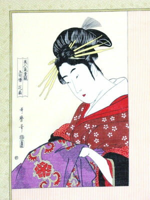 日本のお土産海外おみやげ日本はんかち　ハンカチ浮世絵物語　喜多川歌麿　美人画