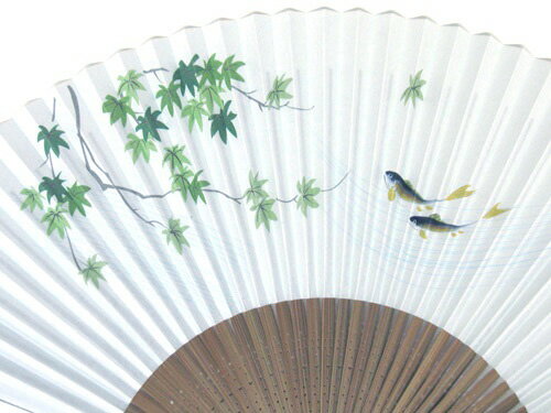 日本の伝統　日本扇子扇子　センス　せんす親黒塗　唐木風中彫男性用扇子　鮎　あゆ　アユ