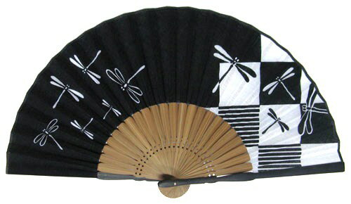 日本の伝統　日本扇子扇子　センス　せんす紳士・女性・両用扇子手拭い　プリント蜻蛉（とんぼ　トンボ）