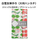 白雪友禅手巾 / ジャックと豆の木 / グリーン + レッド■大判 ハンカチ リバーシブル 京友禅 プチギフト かわいい 人気 やわらか(4)