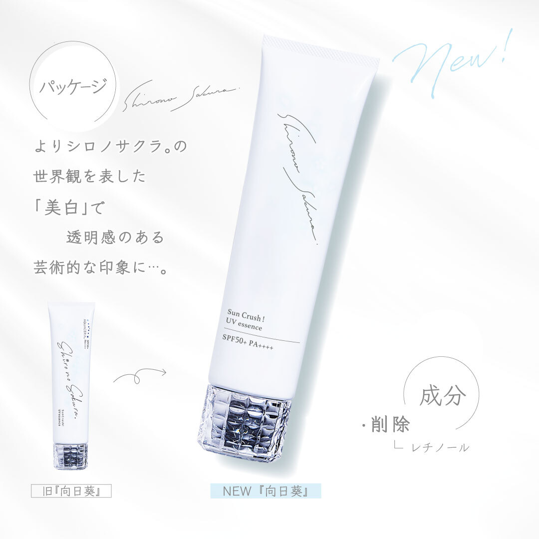 ＼3本で1000円OFF＋ミスト化粧水付き／ 日焼け止め 顔 からだ 60g シロノサクラ。 SPF50+ PA++++ 美容 UV ジェル ブルーライトカット SunCrush! UV essence 〜向日葵〜 フラーレン3種 酸化セリウム3種 ビタミンC アルブチン 化粧下地にも 超快適な使いごこち 2