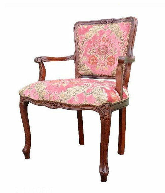 【送料無料】イタリア製　アンティーク調　アームチェア　ピンク　肘掛け椅子　ダイニングチェア　イス..