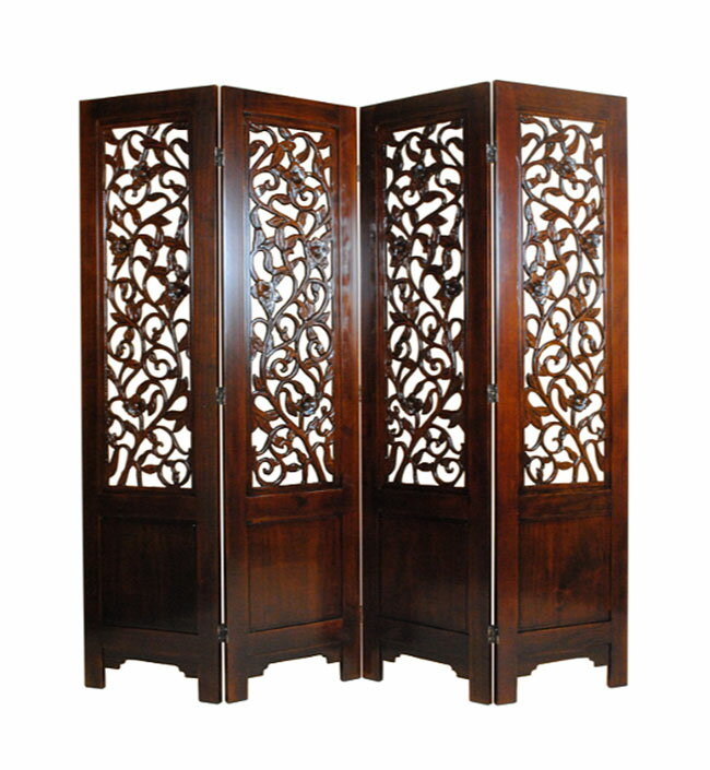 【送料無料】アンティーク風　ゴシック調　4連スクリーン　屏風透かし彫パーテーション　衝立　間仕切り　リビング　ダイニングクラシック調家具　ゴシック　クラシック ※北海道・沖縄・離島は別途見積もりのサムネイル